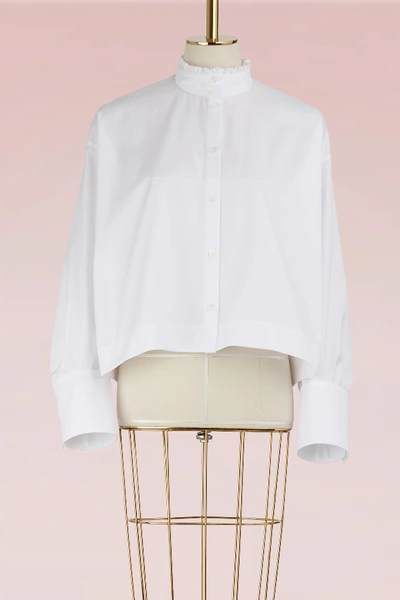 Shop Atlantique Ascoli Romane Striped Cotton Blouse In 01 White