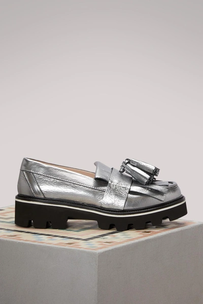Shop Msgm Tassel Loafers In Silver