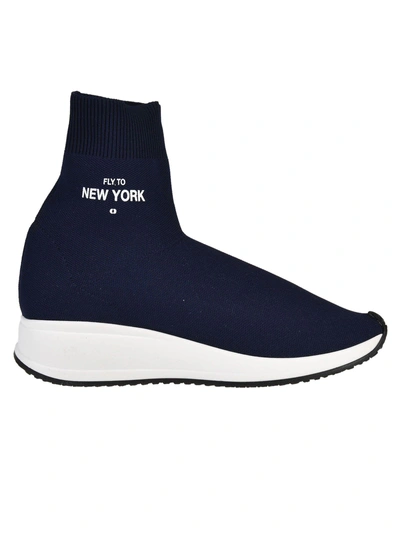 Shop Joshua Sanders Fly To New York Hi-top Sneakers In Blue