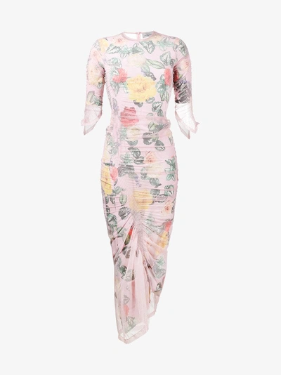 Shop Preen By Thornton Bregazzi Agnes Floral Print Fitted Dress In Pink/purple