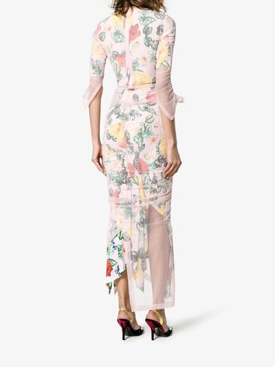 Shop Preen By Thornton Bregazzi Agnes Floral Print Fitted Dress In Pink/purple