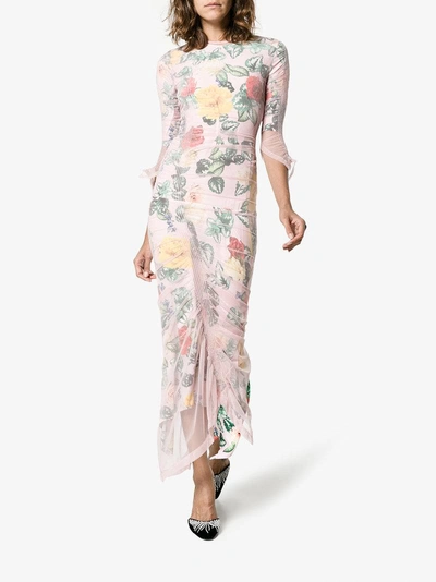 Shop Preen By Thornton Bregazzi Agnes Floral Print Fitted Dress In Pink/purple