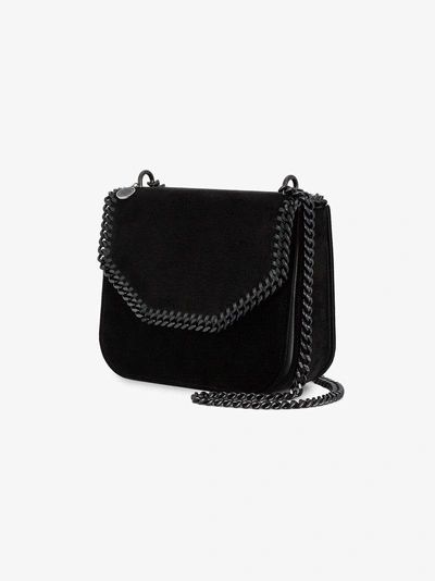 Shop Stella Mccartney Black Velvet Falabella Shoulder Bag