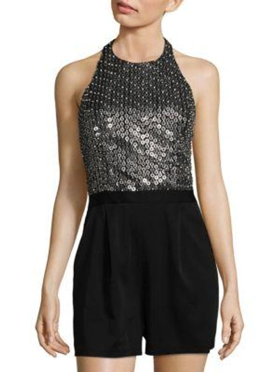 Shop Alice And Olivia Nisha Halter Romper In Black