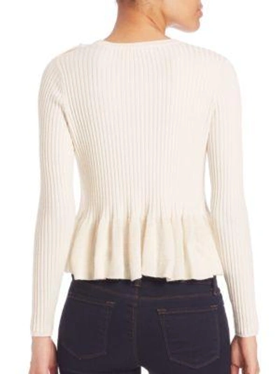 Shop Rebecca Taylor Ribbed Peplum Top In Chalk