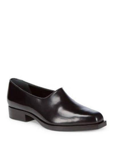 Shop Giorgio Armani Leather Loafers In Black