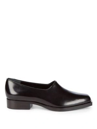 Shop Giorgio Armani Leather Loafers In Black