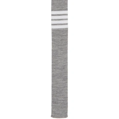 Shop Thom Browne Grey Knit Four Bar Tie In Dark Grey 025