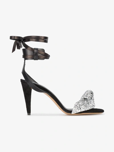Isabel Marant 90mm Akynn Glittered Velvet Bow Sandals In | ModeSens