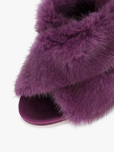 Shop Aquazzura Purple Purr 105 Fur Mules In Pink&purple