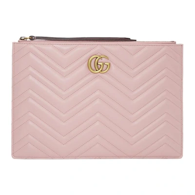 Shop Gucci Pink Gg Marmont 2.0 Pouch In 5909 Perfect Pink