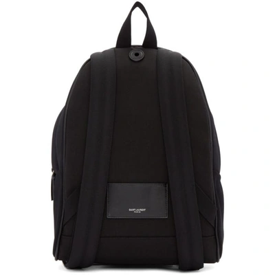 Shop Saint Laurent Black Embroidered Mini City Backpack In 1093 Black/blue