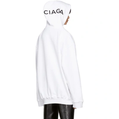 Shop Balenciaga White Logo Hoodie