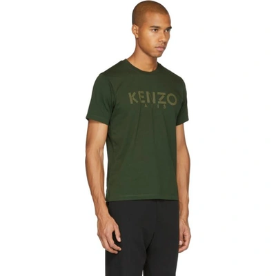 Shop Kenzo Green Logo T-shirt In 51dark Khaki
