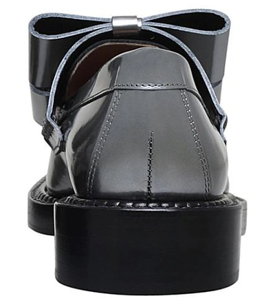 Shop Marni Double Bow Metallic-leather Loafers In Pewter