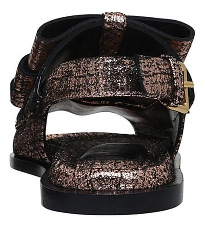 Shop Marni Triple Bow Metallic-leather Sandals In Bronze