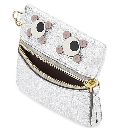 Shop Anya Hindmarch Metallic Leather Coin Purse In Silver