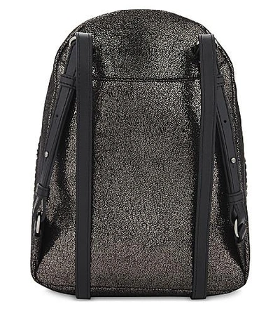 Shop Stella Mccartney Falabella Mini Faux-suede Backpack In Ruthenium