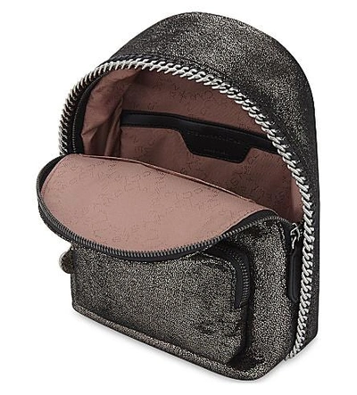 Shop Stella Mccartney Falabella Mini Faux-suede Backpack In Ruthenium