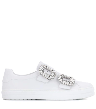 Shop Roger Vivier Sneaky Viv Leather Sneakers In White