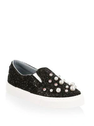 Shop Chiara Ferragni Glitter Slip-on Sneakers In Black