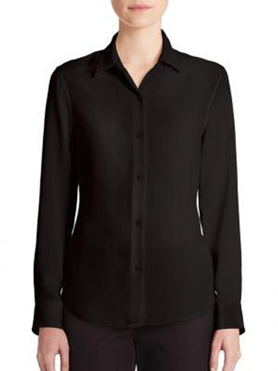 Shop Theory Women's Tenia Modern Silk Blouse In Black