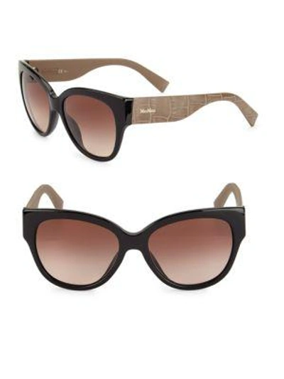 Shop Max Mara 54mm Croc-embossed Sunglasses In Brown