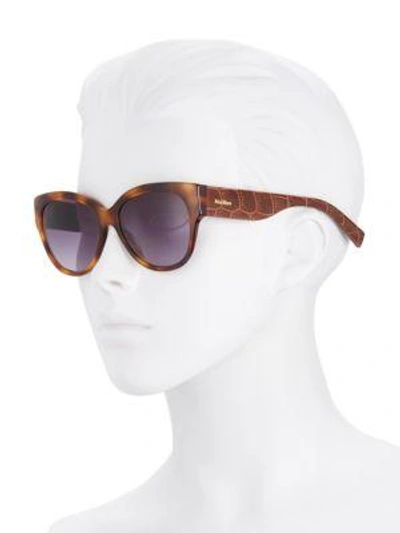 Shop Max Mara 54mm Croc-embossed Sunglasses In Brown
