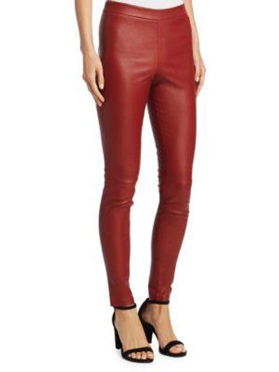 Shop Theory Adbelle Leather Leggings In Tuscan Red