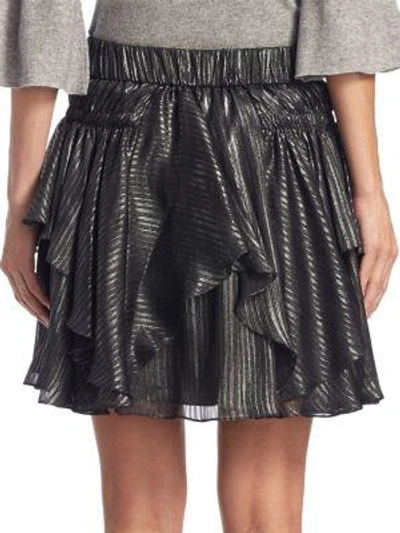 Shop Halston Heritage Flounce Pull-on Mini Skirt In Black Gunmetal