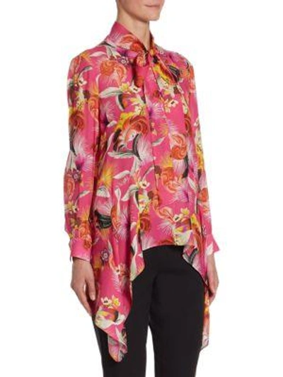 Shop Mary Katrantzou Silk Floral-print Top In Toucan Fuschia