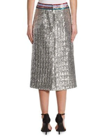 Shop Mary Katrantzou Sigma Sequin Skirt In Silver