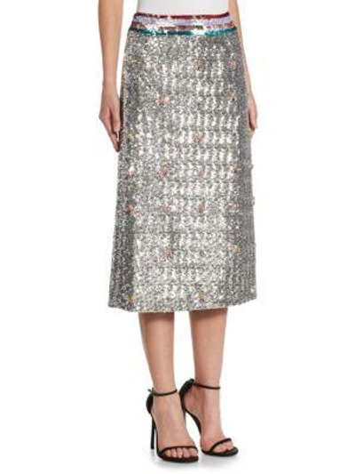 Shop Mary Katrantzou Sigma Sequin Skirt In Silver