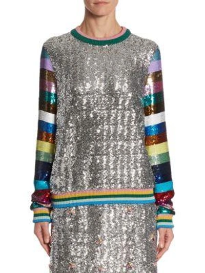 Shop Mary Katrantzou Magpie Sequin Sweatshirt In Silver
