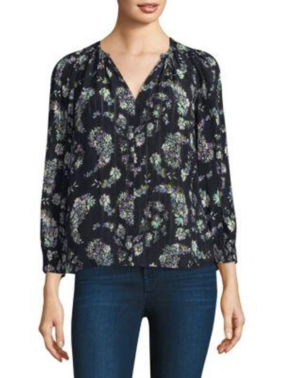 Shop Rebecca Taylor Floral-print Silk Top In Black Combo