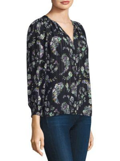 Shop Rebecca Taylor Floral-print Silk Top In Black Combo