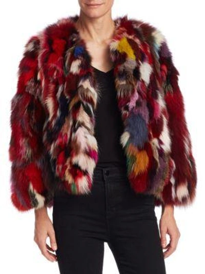 Shop Rebecca Minkoff Rachel Fox Fur Jacket In Multi