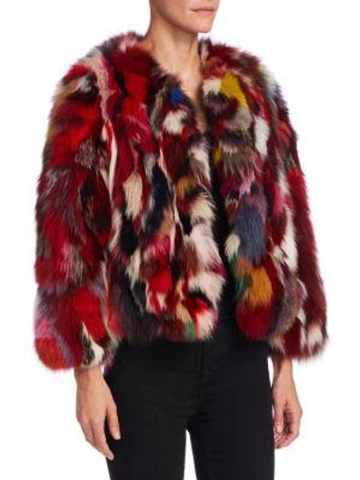 Shop Rebecca Minkoff Rachel Fox Fur Jacket In Multi
