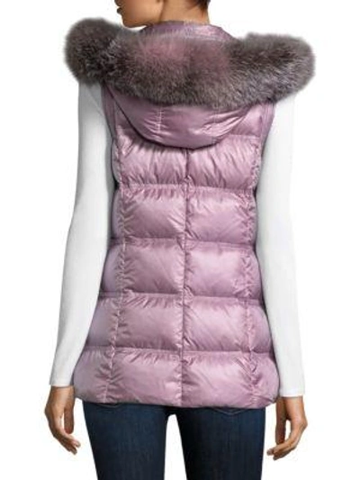 Shop Andrew Marc Claire Fox Fur-trim Puffer Vest In Blush