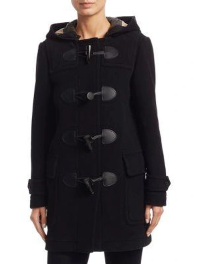 Shop Burberry Mersey Wool Toggle Coat In Black