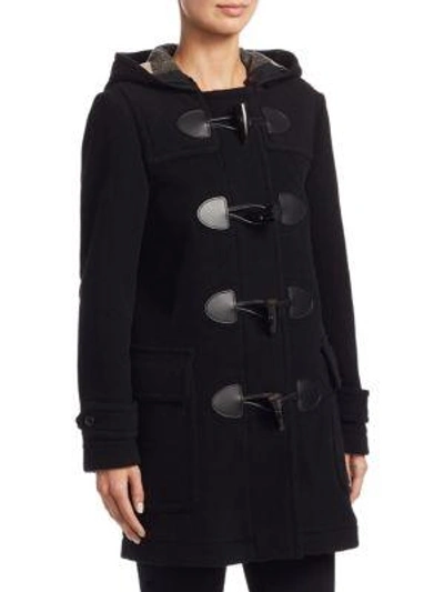 Shop Burberry Mersey Wool Toggle Coat In Black