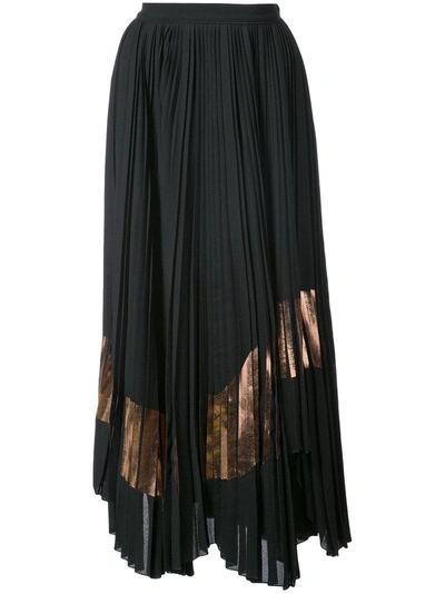 Shop Proenza Schouler Metallic Panel Pleated Midi Skirt In Black