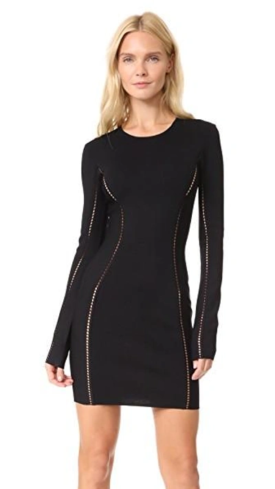 Shop Dion Lee Long Sleeve Mini Dress In Black