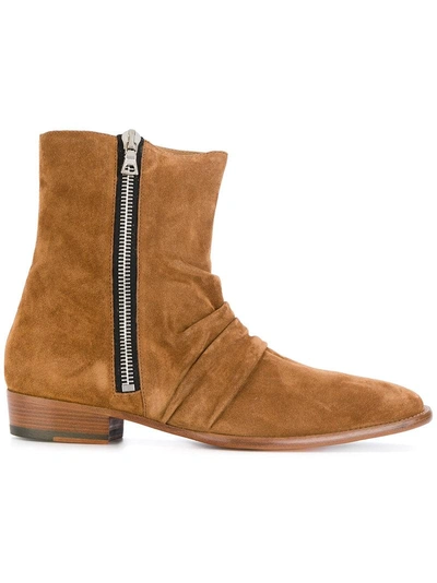 Shop Amiri Skinny Stack Boots In Brown