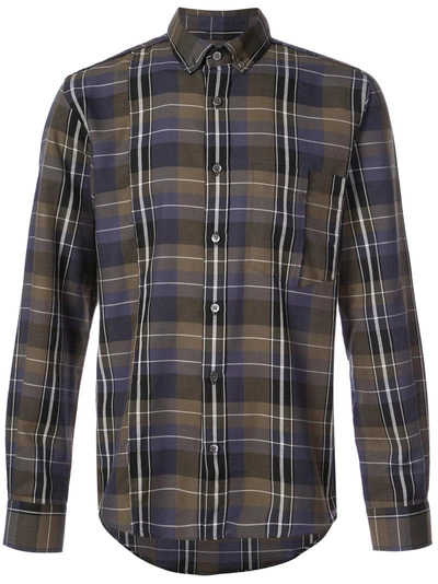 Public School Retro Plaid Cotton Exposed-seam Shirt In Olive Plaid ...