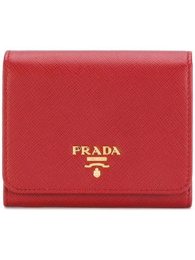 Shop Prada Trifold Wallet - Red