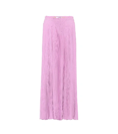 Shop Valentino Pleated Silk Skirt In Pink