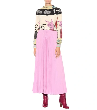 Shop Valentino Pleated Silk Skirt In Pink