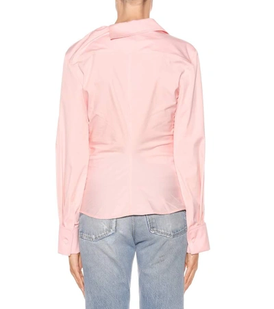 Shop Jacquemus Asymmetric Cotton Shirt In Pink