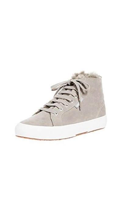 Shop Superga 2795 Sherpa Lined High Top Sneakers In Grey